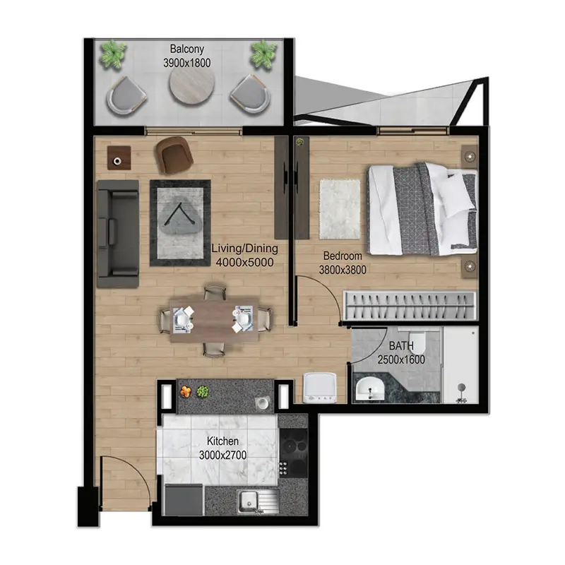 1 bedroom Apartments -  Manam Prime floor plan