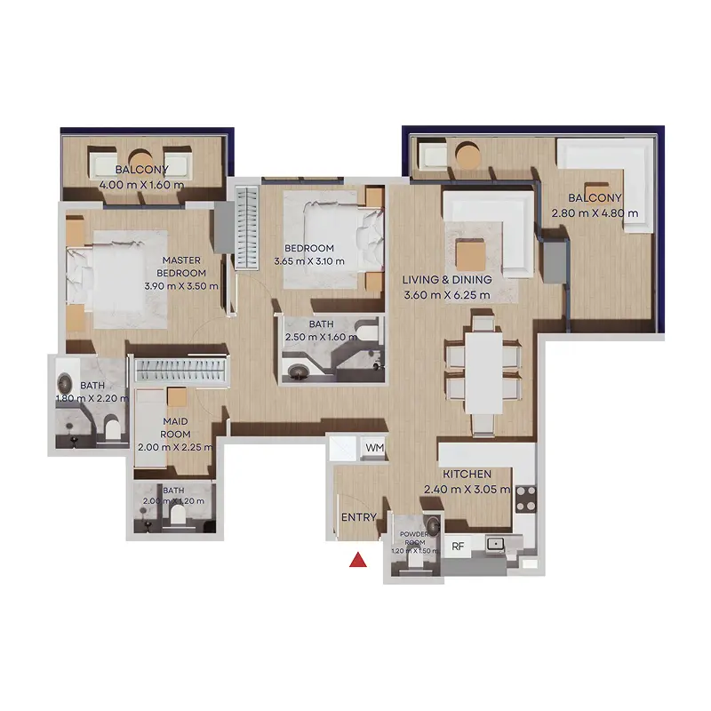 2 bedroom Apartments -  Manam Pearl floor plan