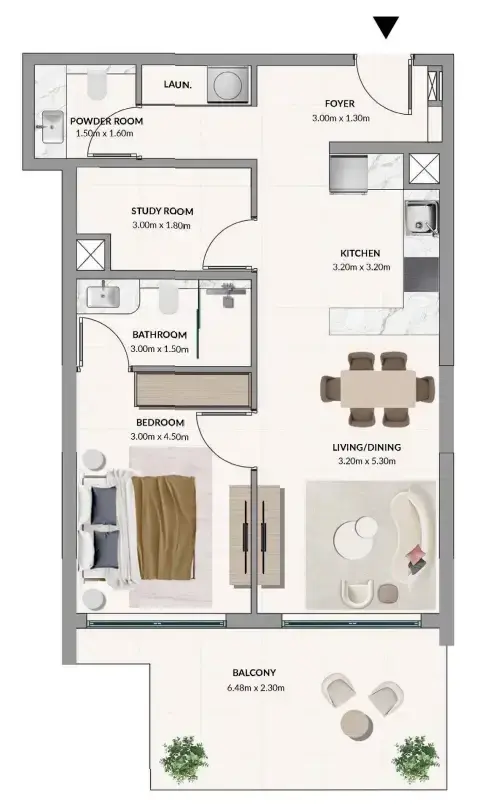 1 Bedroom apartments - Woodland Terraces floor plan
