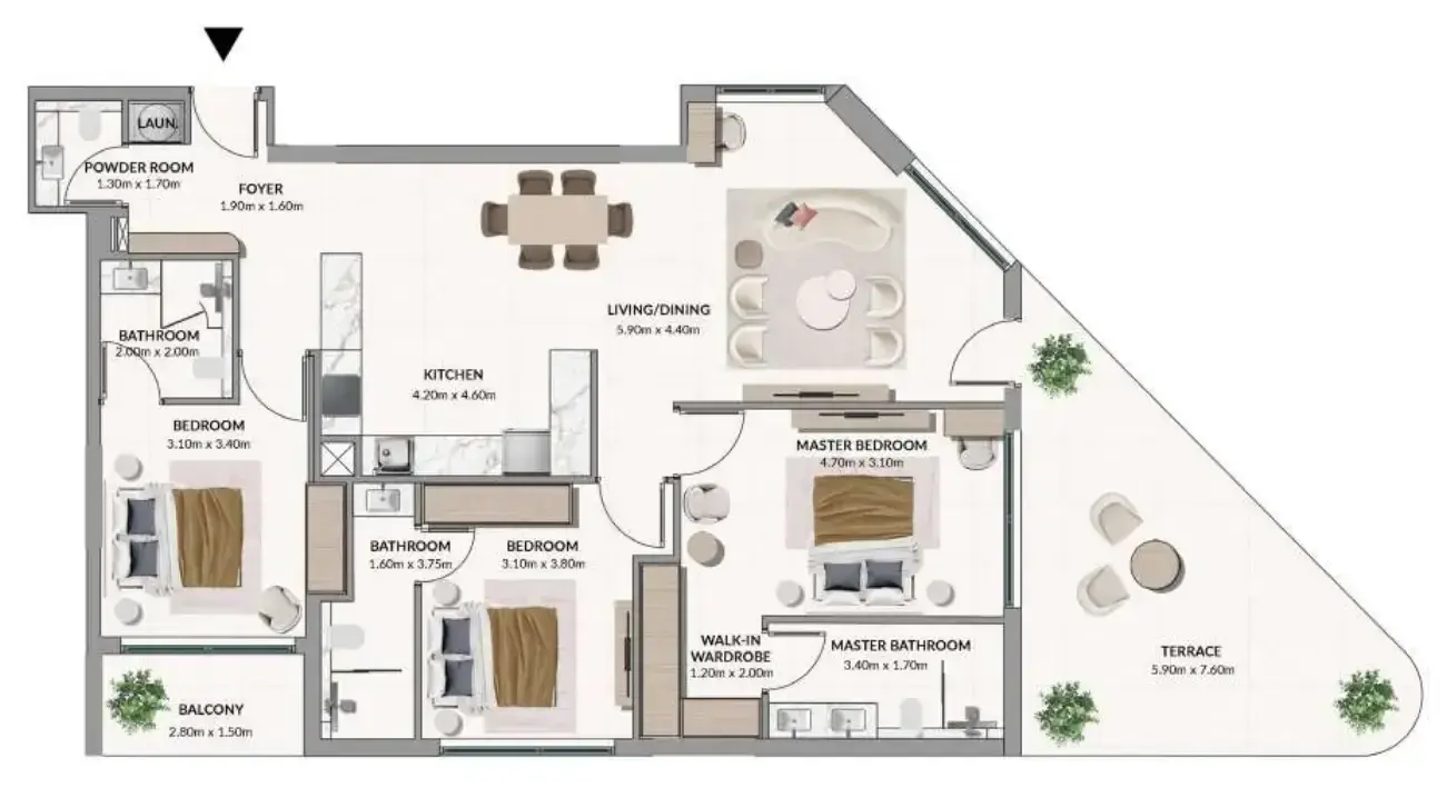 3 Bedrooms apartments - Woodland Terraces floor plan