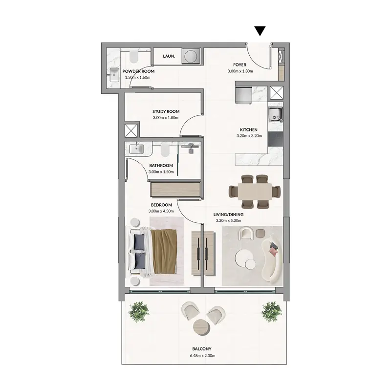 1,5 bedroom Apartments -  Woodland Terraces floor plan