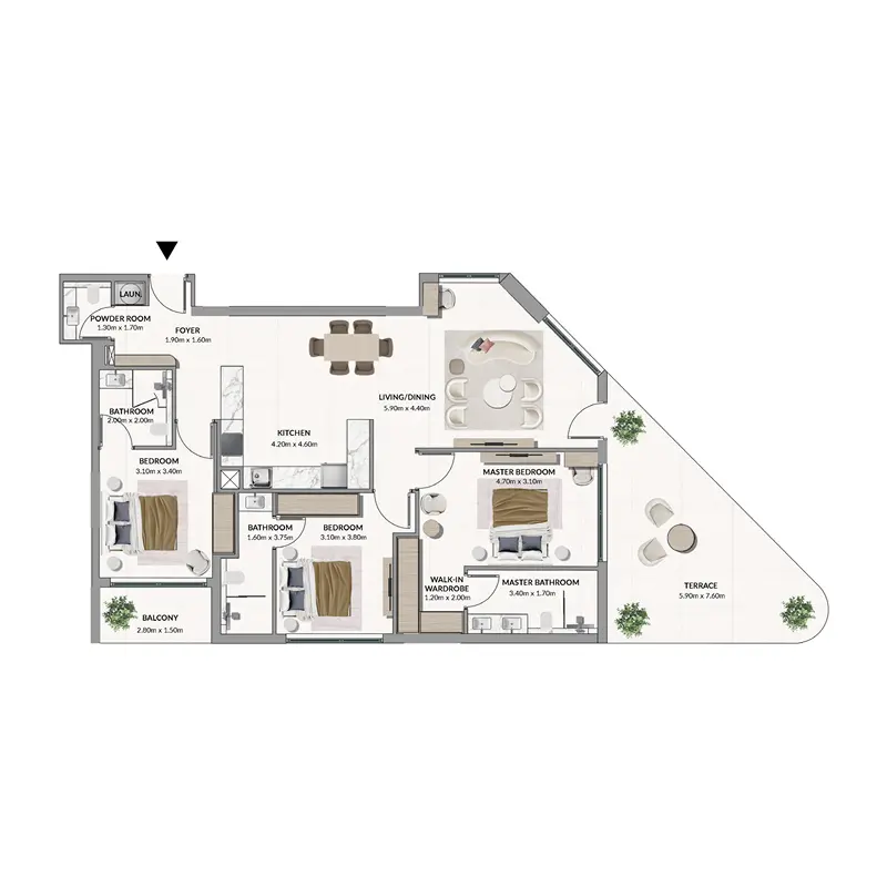 3 bedroom Apartments -  Woodland Terraces floor plan