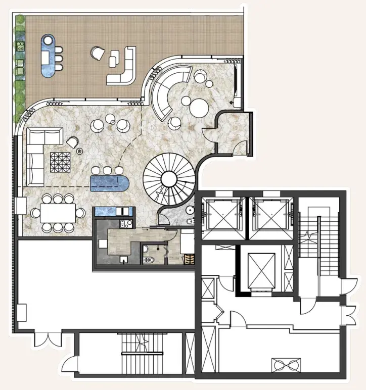 3 Bedrooms penthouse - One Canal Residences floor plan
