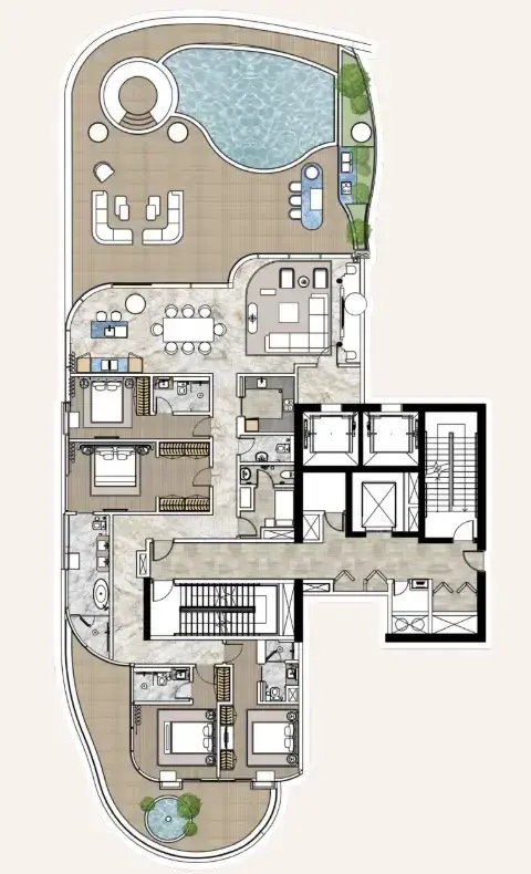 4 Bedrooms penthouse - One Canal Residences floor plan