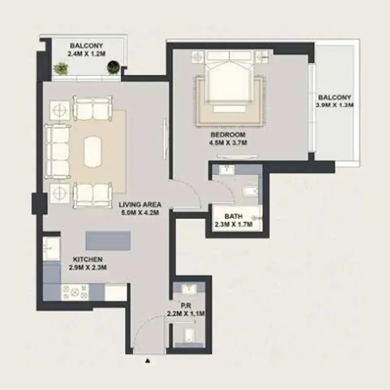 1 Bedroom apartments - Exotica by Al Marina floor plan