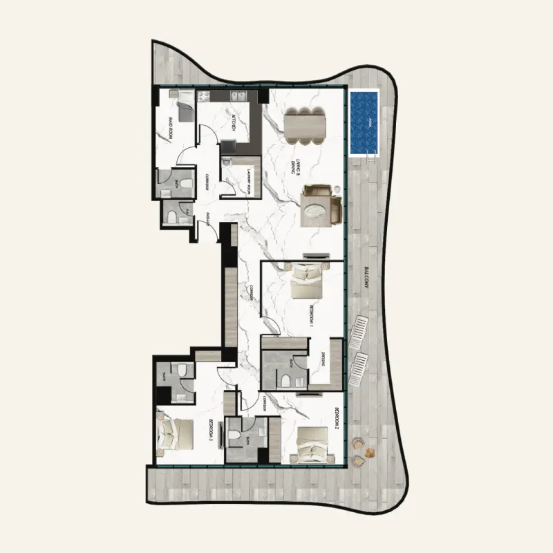 3 bedroom floor plan