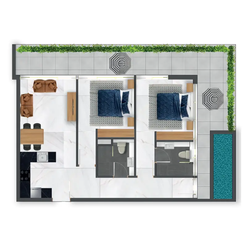 2 bedroom floor plan