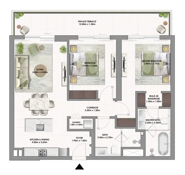 2 Bedrooms apartments - Golf Dale floor plan