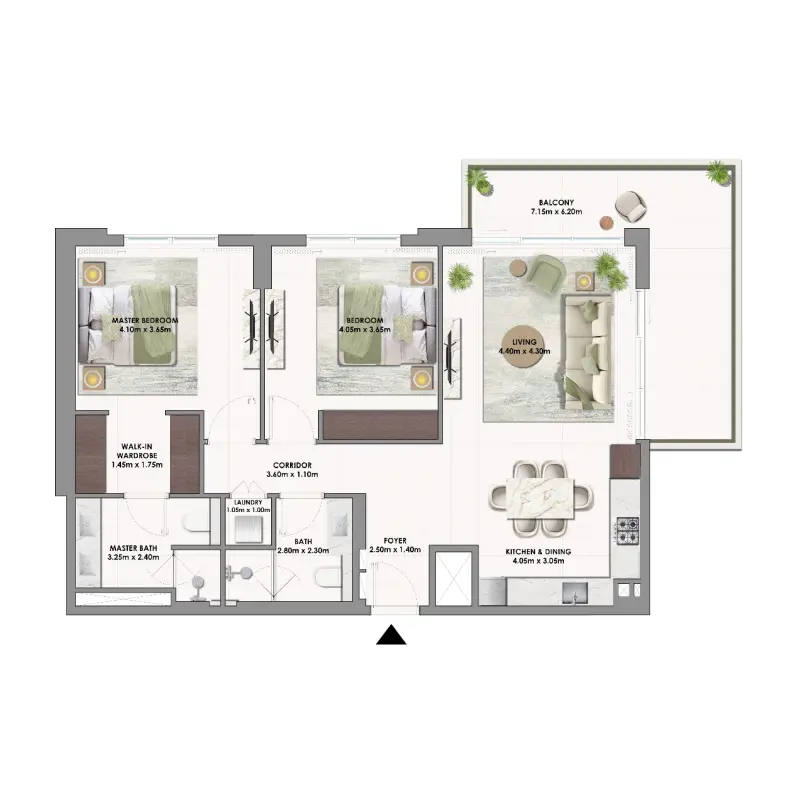2 bedroom floor plan