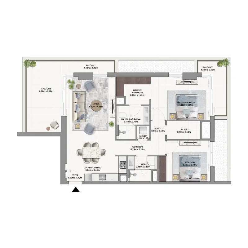 2 bedroom floor plan