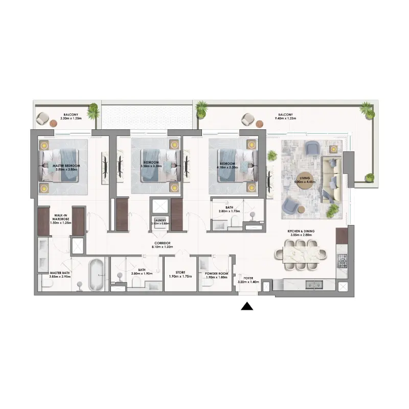 3 bedroom floor plan