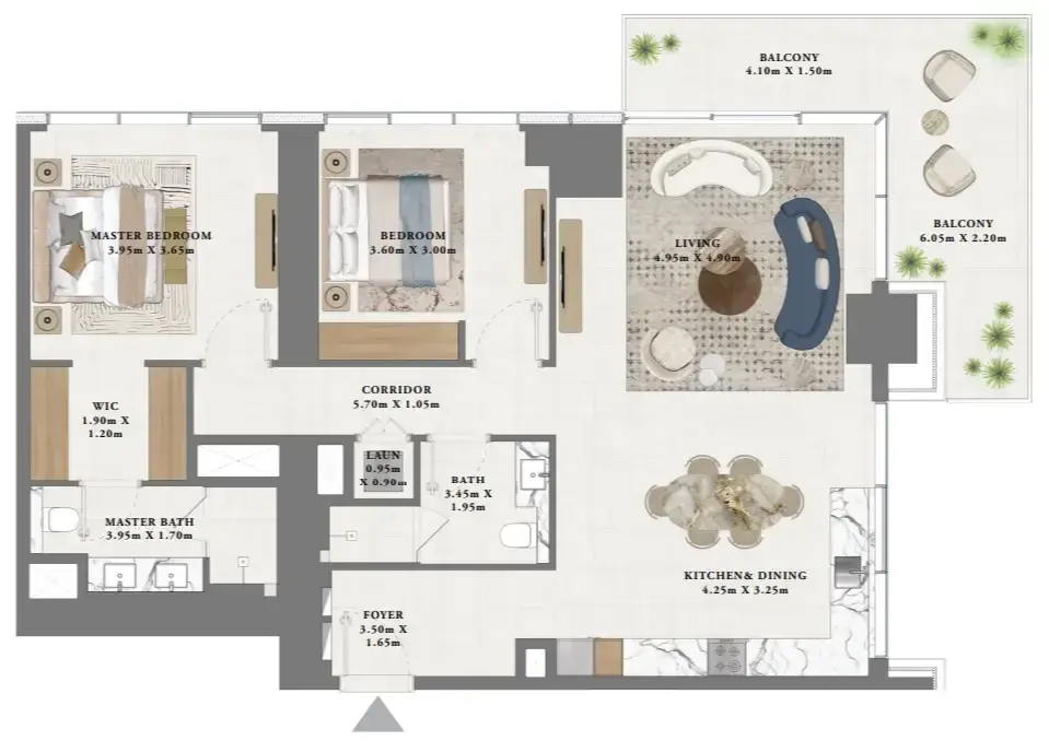 2 Bedrooms apartments - Altan floor plan