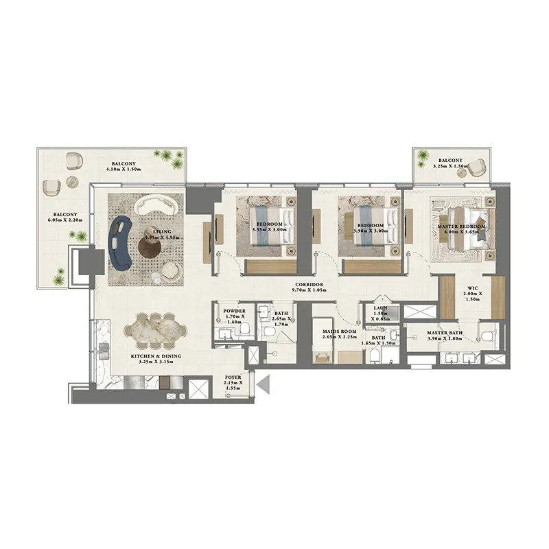 3 bedroom Apartments -  Altan floor plan