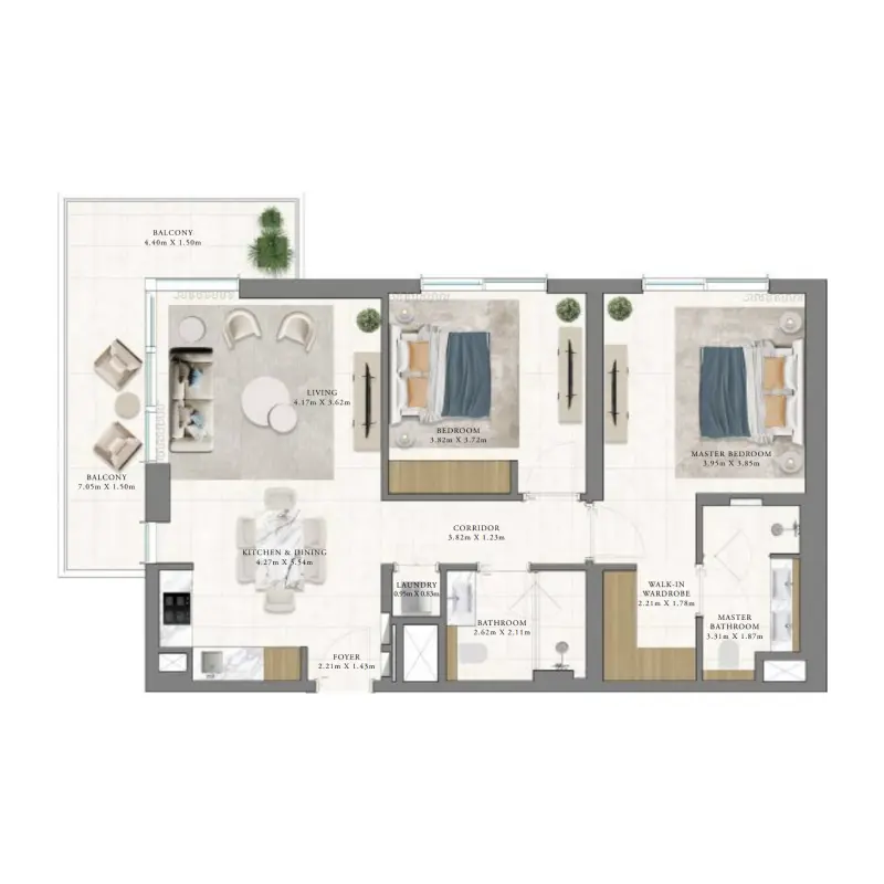 2 bedroom floor plan