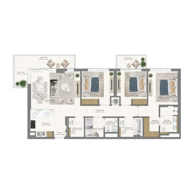 3 bedroom floor plan