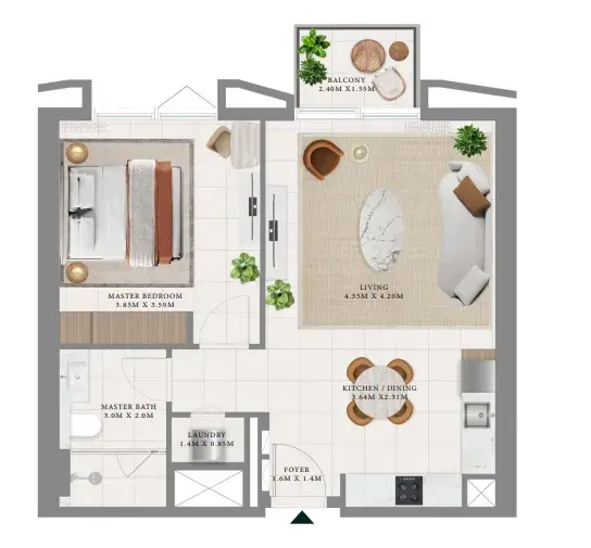 1 Bedroom apartments - Hillsedge floor plan