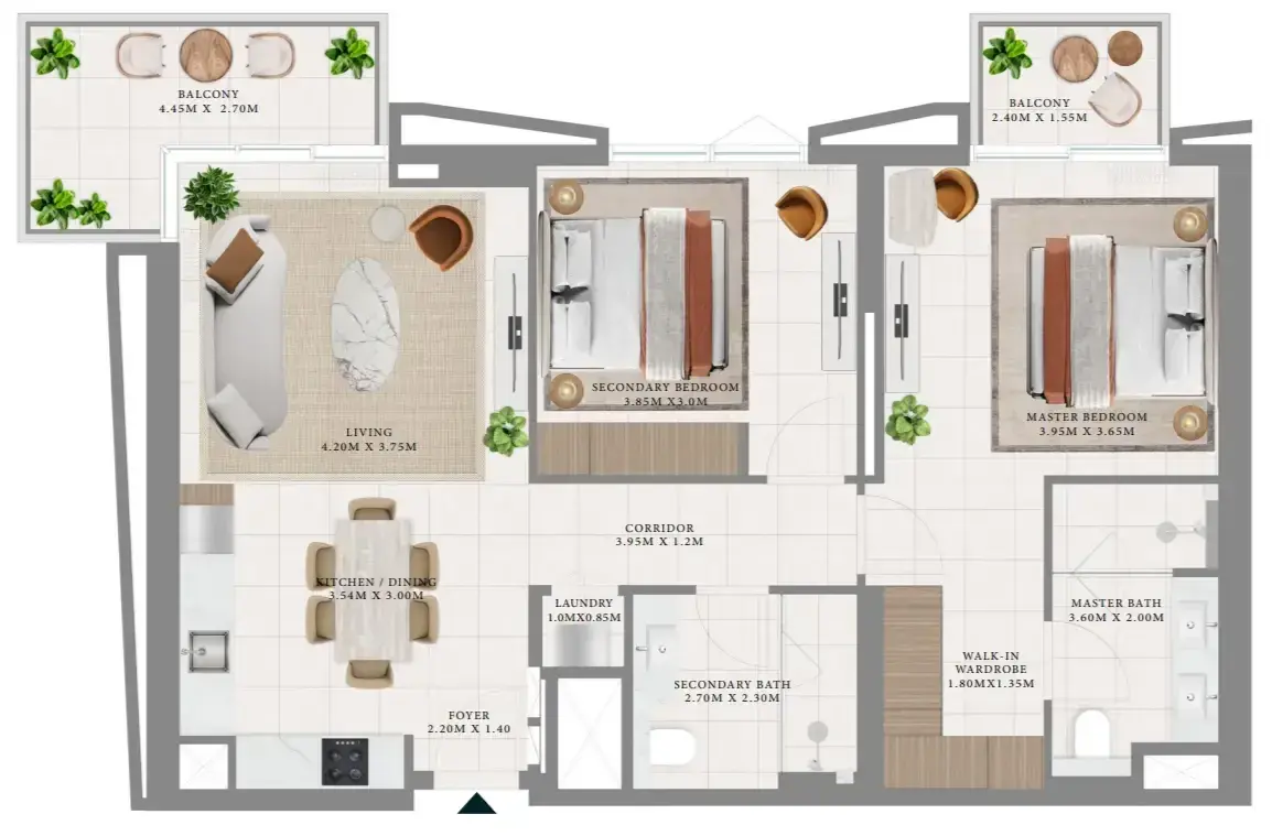 2 Bedrooms apartments - Hillsedge floor plan