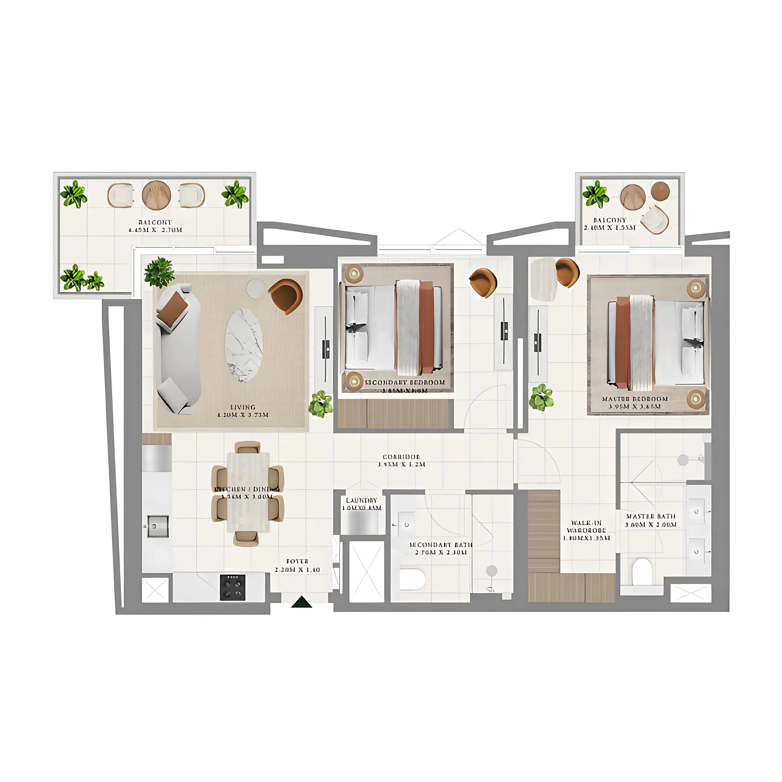 2 bedroom floor plan