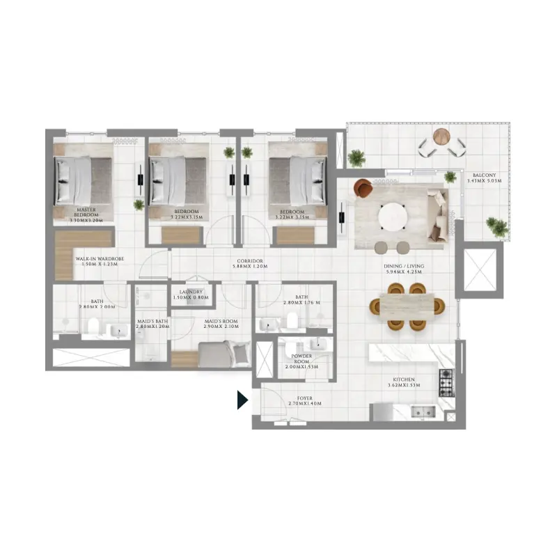 3 bedroom floor plan