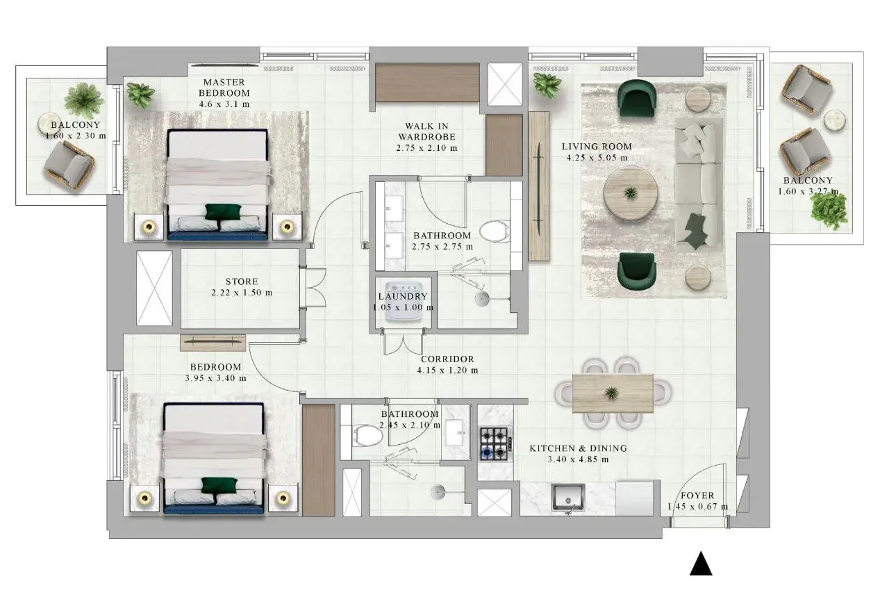 2 Bedrooms apartments - Golf Hillside floor plan