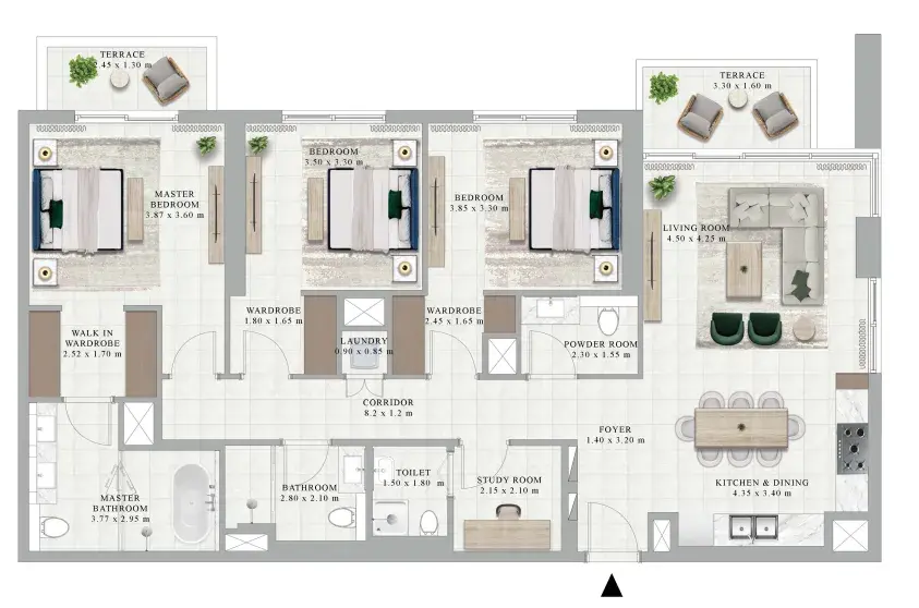 3 Bedrooms apartments - Golf Hillside floor plan