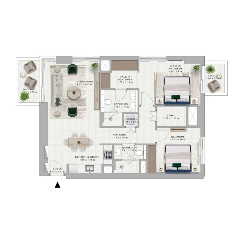 2 bedroom floor plan