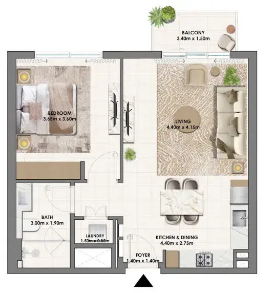 1 Bedroom apartments - Parkwood Emaar floor plan
