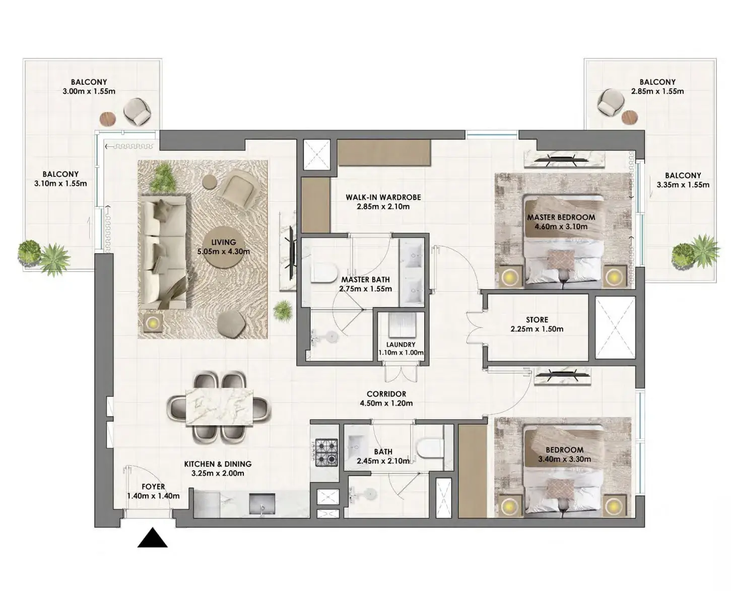 2 Bedrooms apartments - Parkwood Emaar floor plan