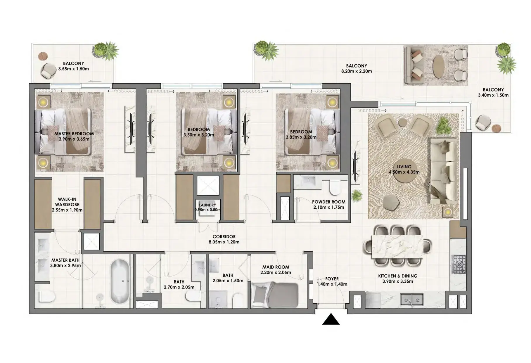 3 Bedrooms apartments - Parkwood Emaar floor plan