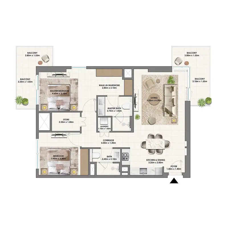 2 bedroom floor plan