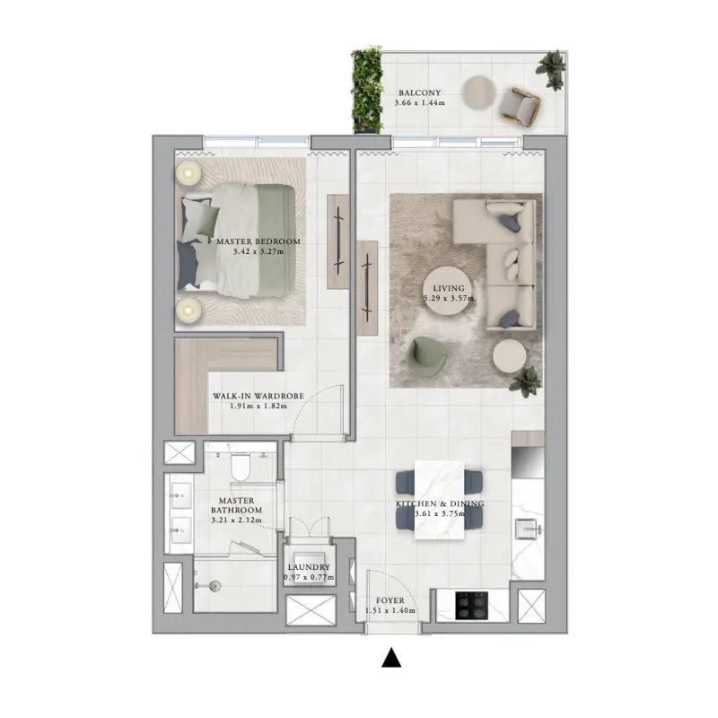 1 bedroom floor plan