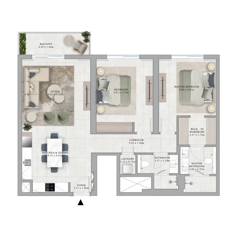 2 bedroom floor plan