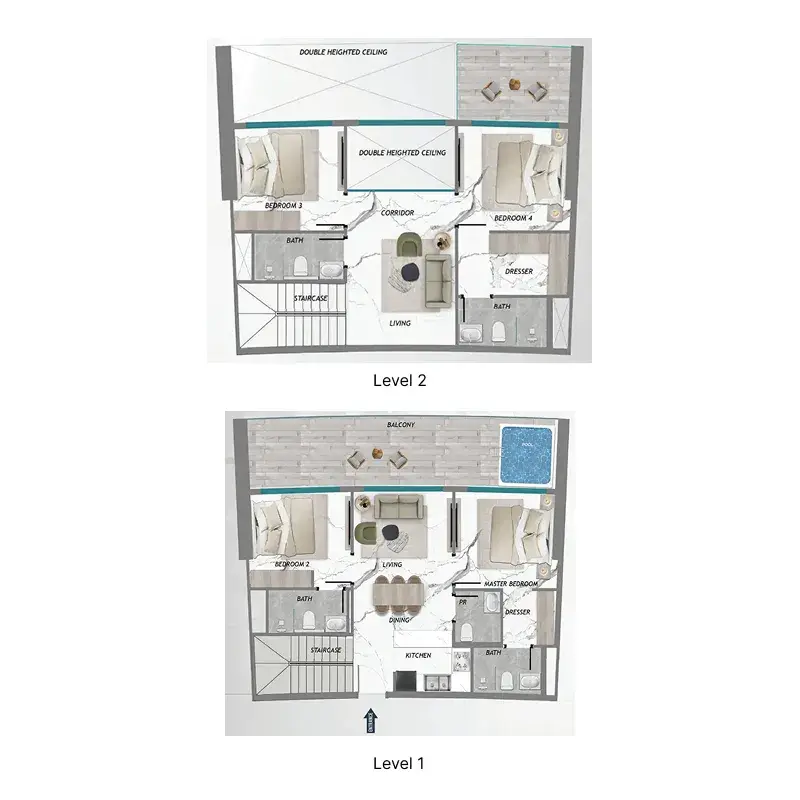 4 Bedrooms apartments - Samana Barari Heights floor plan