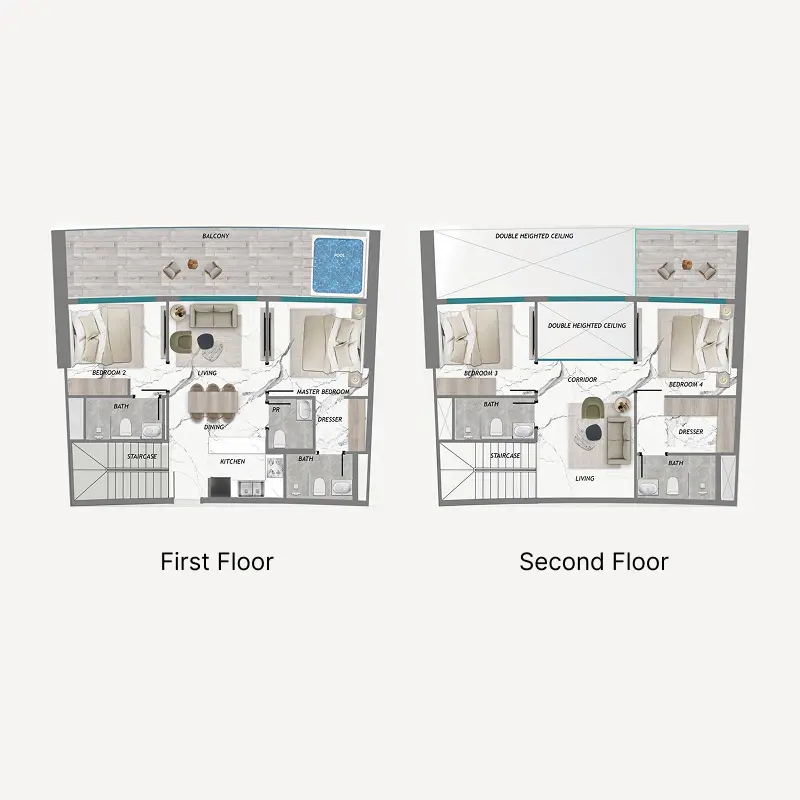 4 bedroom + pool Duplex -  Samana Barari Heights floor plan
