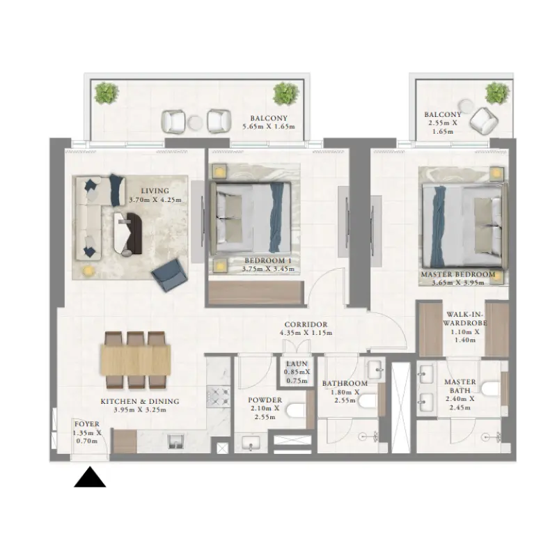 2 bedroom floor plan