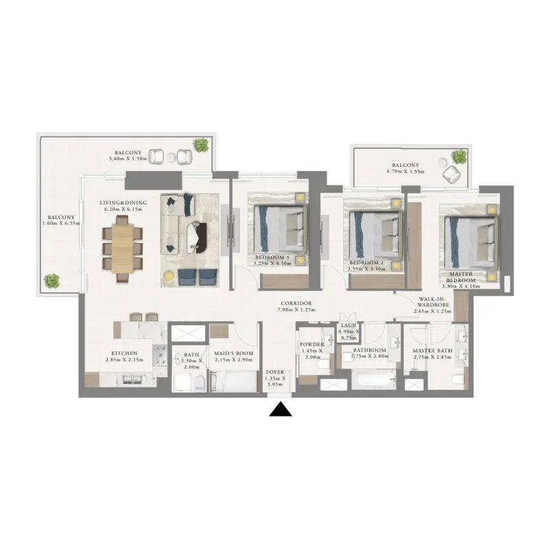 3 bedroom floor plan