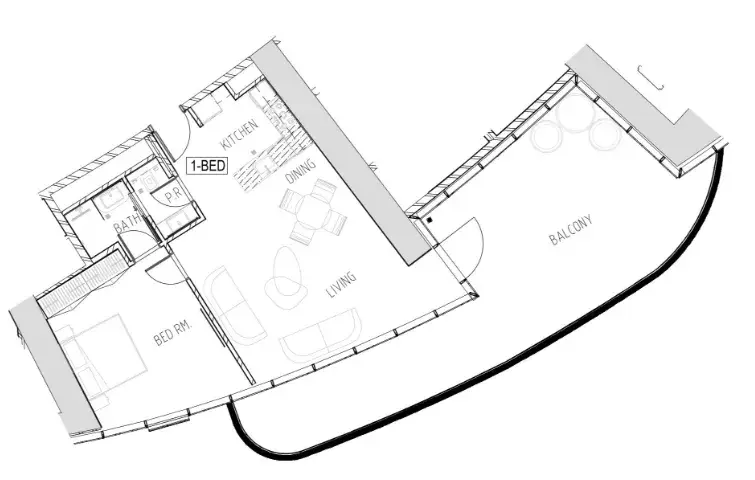 1 Bedroom apartments - Damac Bay floor plan