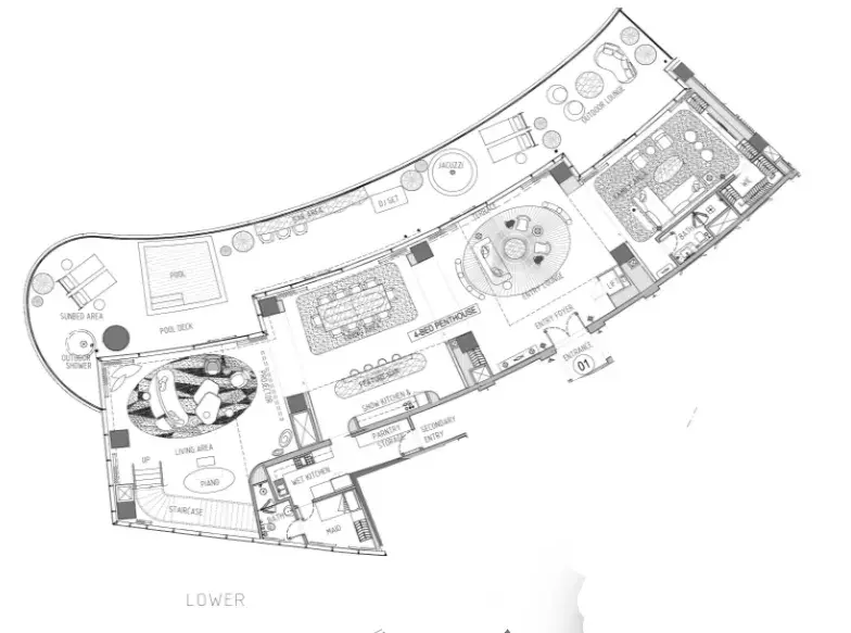4 Bedrooms penthouse - Damac Bay floor plan
