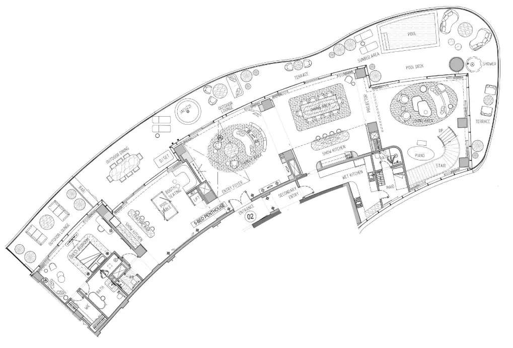 5 Bedrooms penthouse - Damac Bay floor plan