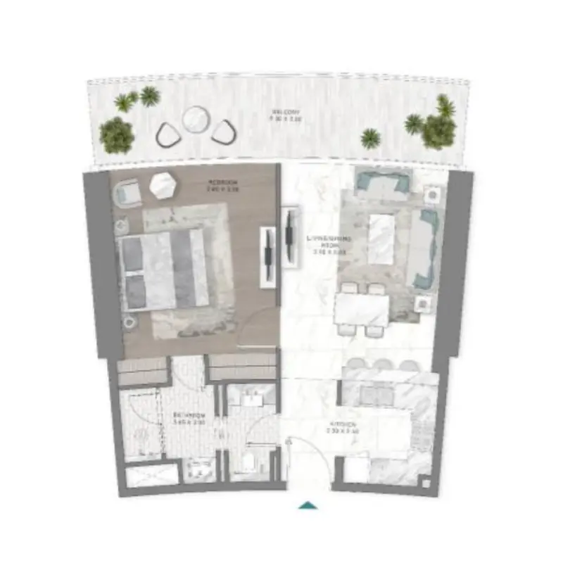 1 bedroom floor plan