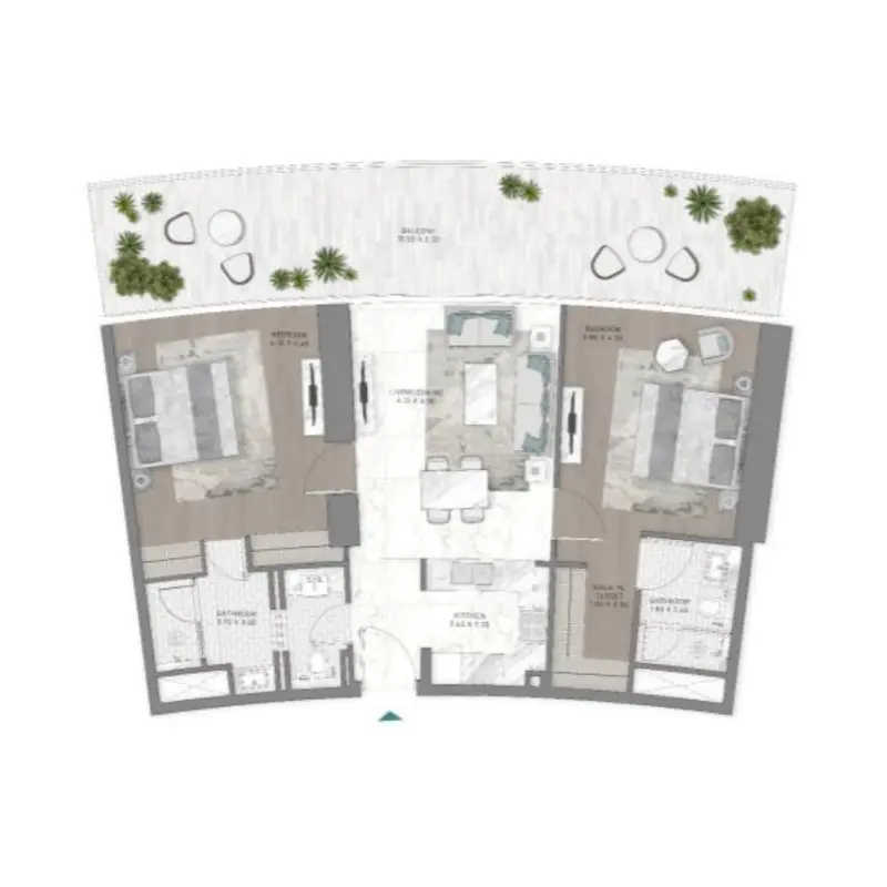 2 bedroom floor plan