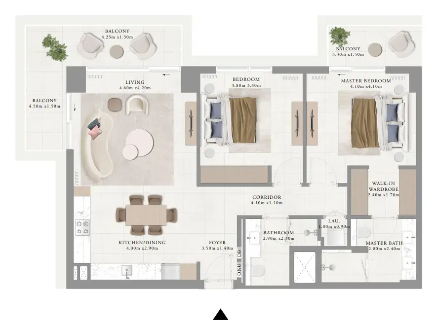 2 Bedrooms apartments - Ocean Cove floor plan