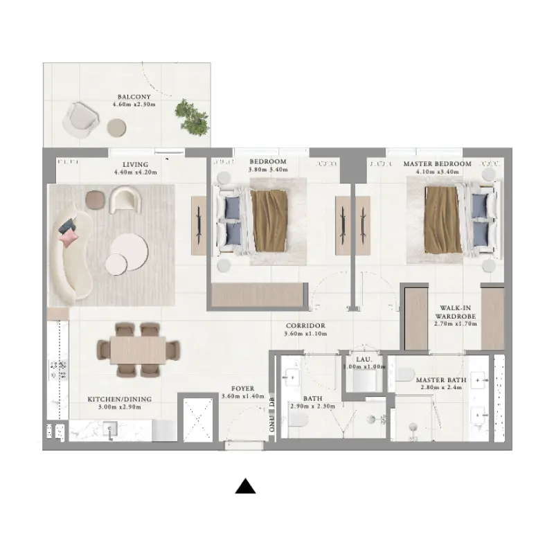 2 bedroom floor plan