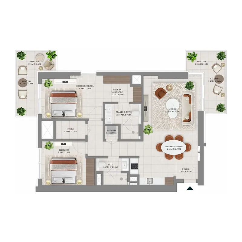 2 bedroom Apartments -  Vida Residences Hillside floor plan