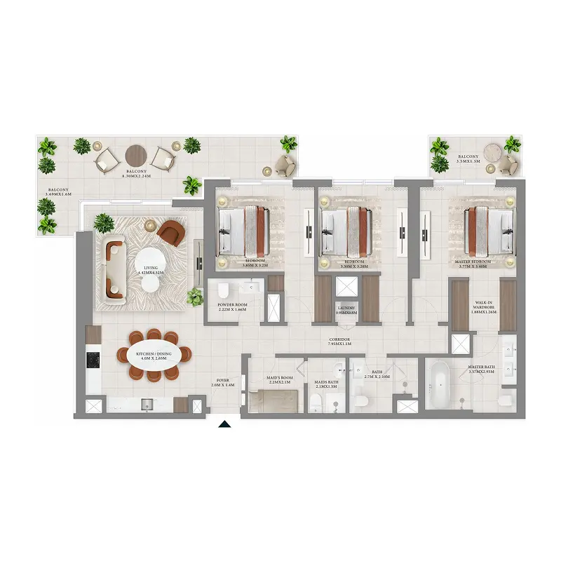 3 bedroom Apartments -  Vida Residences Hillside floor plan
