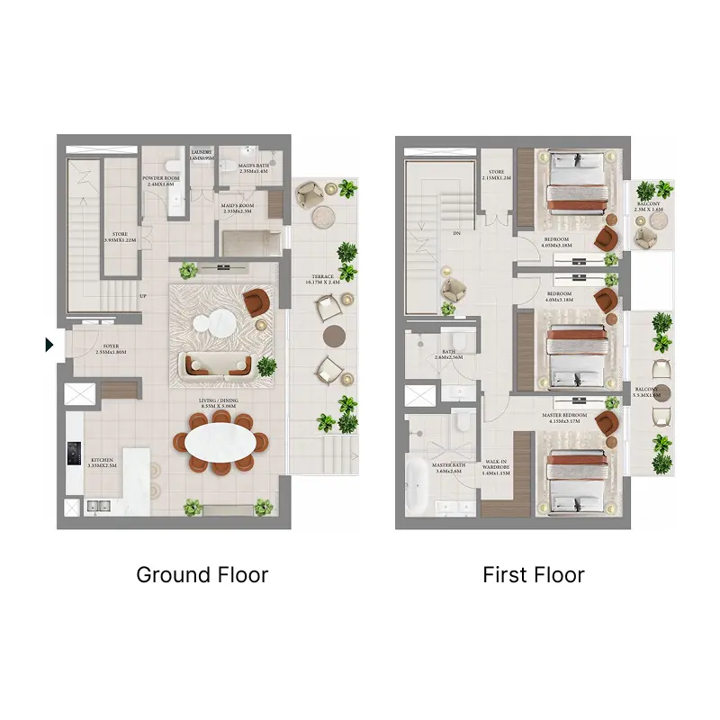 3 bedroom Townhouse -  Vida Residences Hillside floor plan