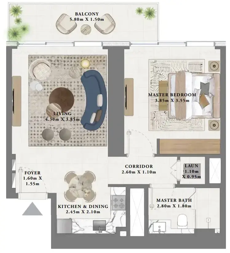 1 Bedroom apartments - Albero floor plan