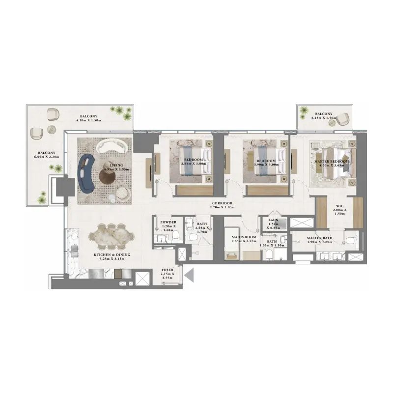 3 bedroom Apartments -  Albero floor plan