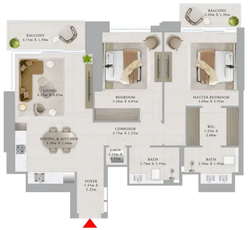 2 Bedrooms apartments - Valo floor plan