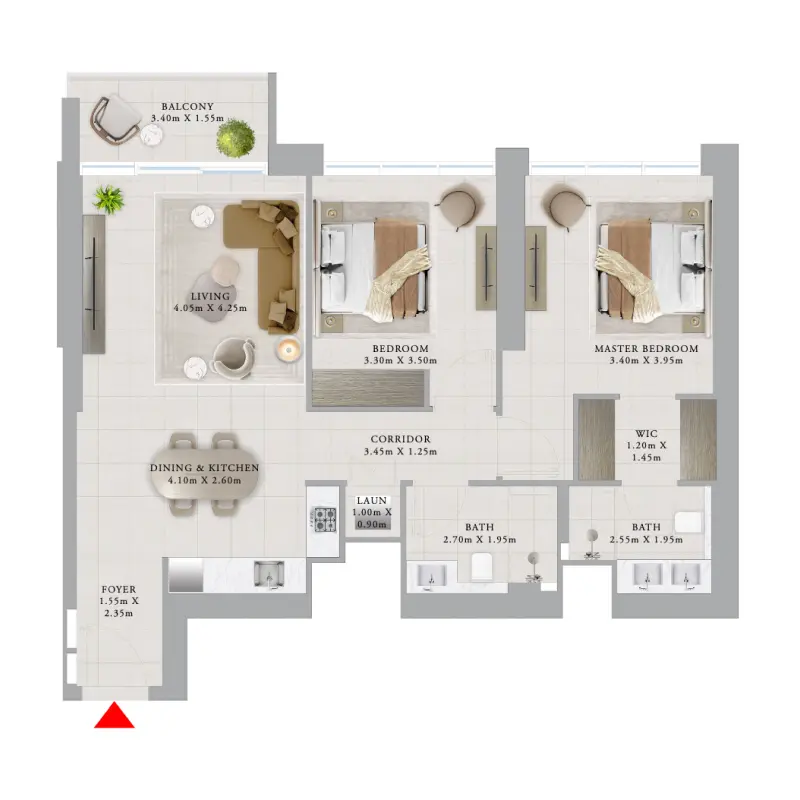 2 bedroom floor plan